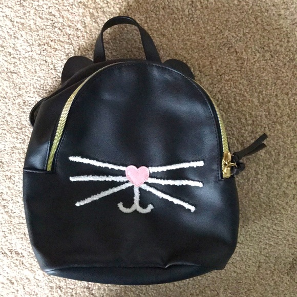 Kohl's Bags Black White Cat Face Backpack Purse Tote Travel Bag 9 X